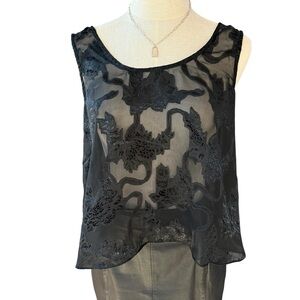 Y2K Victorias Secret Sheer Burnout Floral Mesh Tank Coquette Goth Top Vintage S